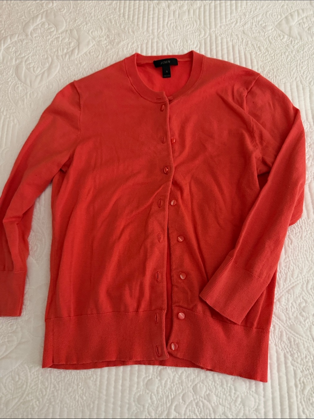 J. Crew orange button front Cardigan  like new, S